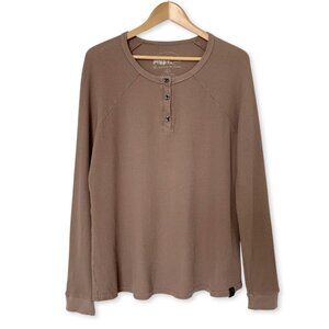 United By Blue Beige Long Sleeve Henley Shirt Heritage Fisherman Cabin Cottage